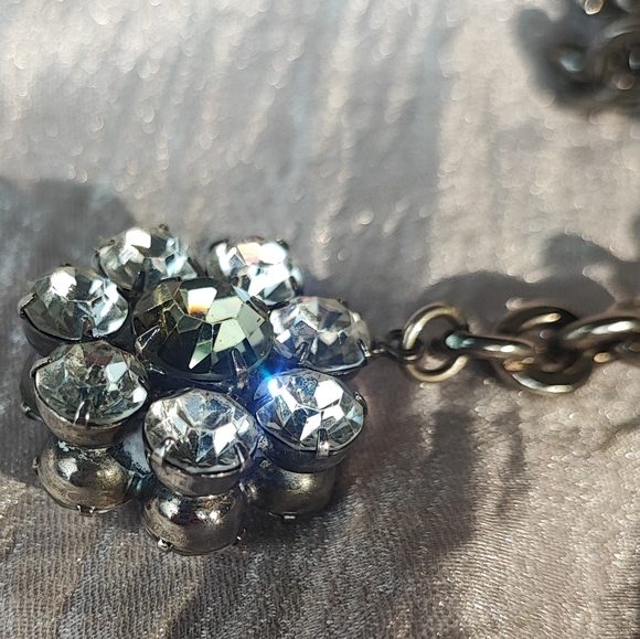 Stunning Oversized Extra Long Dark Silver Tone Rhinestone Necklace Belt Vintage - Picture 5 of 15